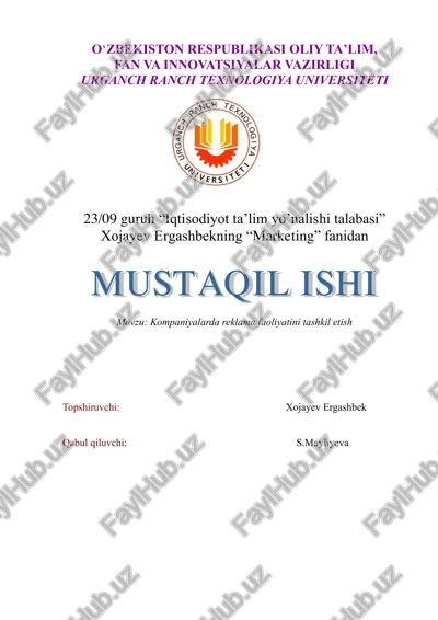 kompaniyalarda reklama faoliyatini tashkil etish — PDF