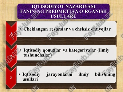 iqtisodiyot fanining predmeti va o'rganish usullari — PPT
