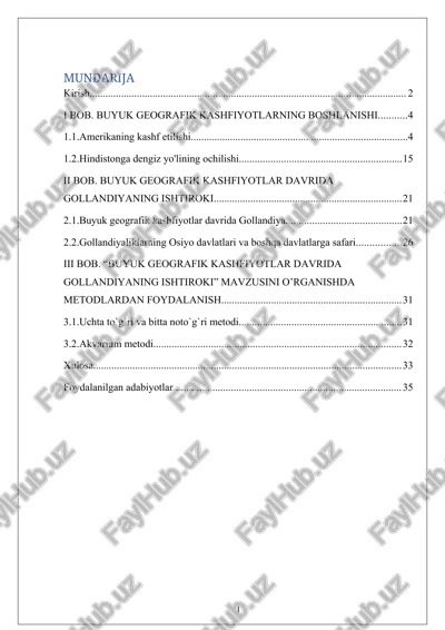 buyuk geografik kashfiyotlar davrida gollandiyaning ishtiroki — DOCX