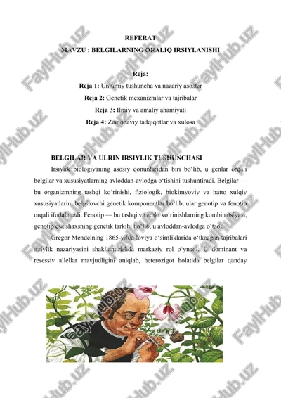 belgilarning oraliq irsiylanishi — DOCX