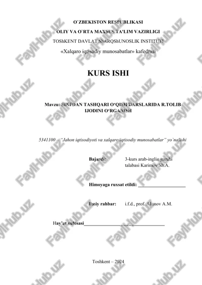 sinfdan tashqari oʻqish darslarida r.tolib ijodini oʻrganish — DOCX