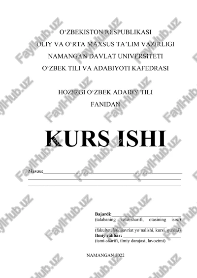 o‘zbek tili fanidan kurs ishi — DOCX