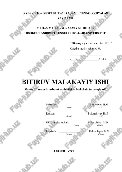 tarmoqda axborot xavfsizligi va blokchain texnologiyasi — DOCX