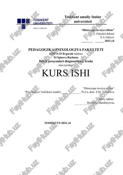 bilish jarayonlari diagnostikasi iroda — DOCX