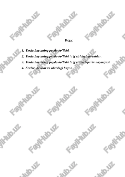 yerda hayotning paydo bo'lishi — DOCX