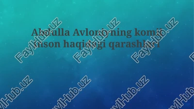abdulla avloniyning komilinson haqidagi qarashlari — PPTX