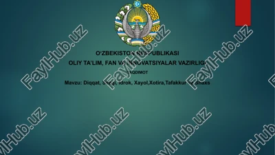 diqqat, sezgi, idrok, xayol, xotira, tafakkur va shaxs — PPTX