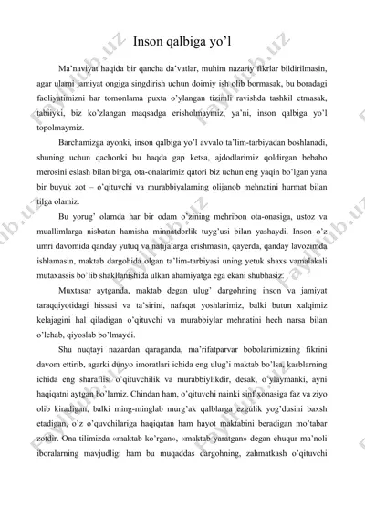 inson qalbiga yo’l — DOC