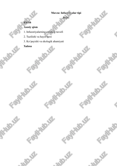 infuzoriyalar tipi — DOCX
