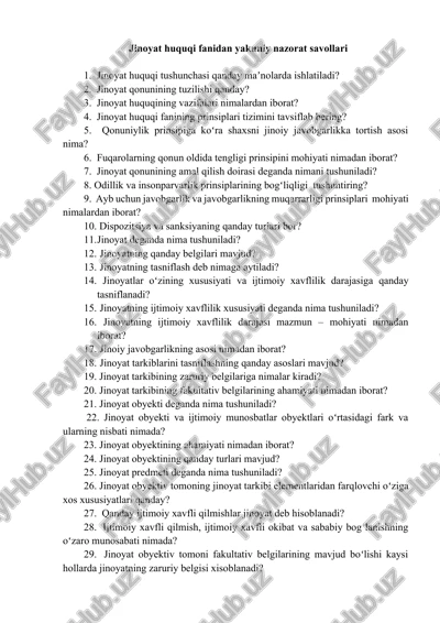 jinoyat huquqi fanidan yakuniy nazorat savollari — DOCX