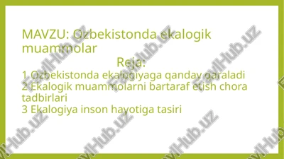 o'zbekistonda ekologik muammolar — PPTX