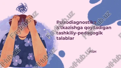 psixodiagnostika o'tkazishga qoyiladigan tashkiliy-pedagogik talablar — PPTX