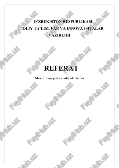 logopedik mashgʻulot turlari — DOCX