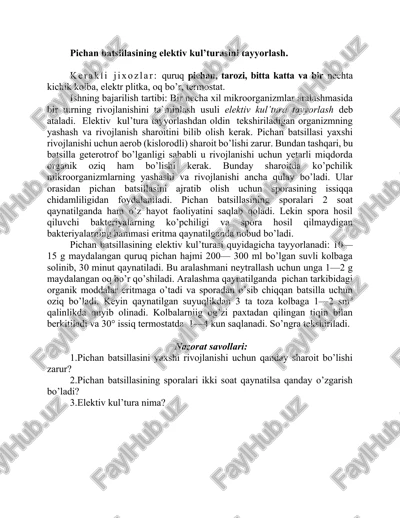 pichan batsillasining elektiv kul’turasi — DOCX