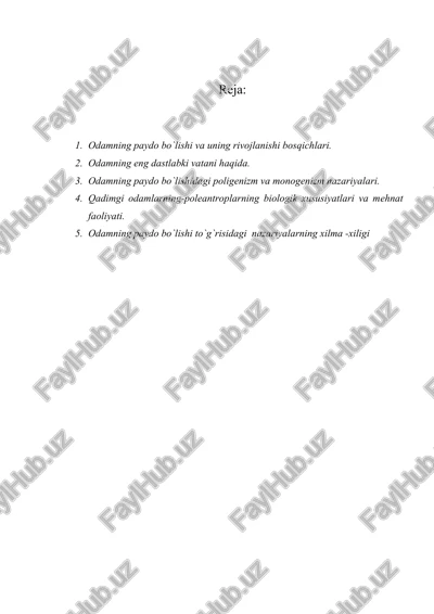 insonning paydo bo`lishi va rivojlanishi — DOCX