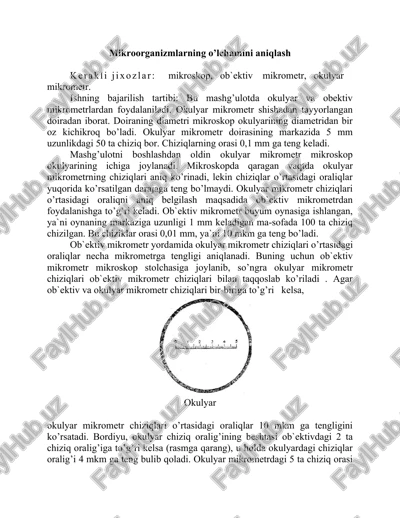 mikroorganizmlarning o’lchamini aniqlash — DOCX