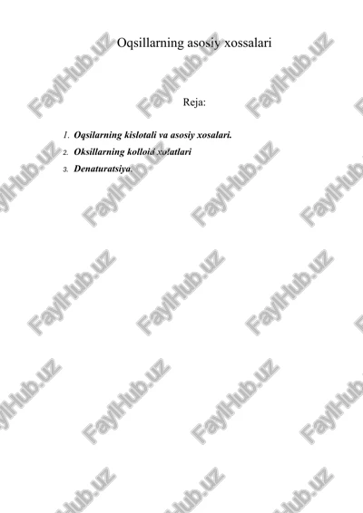 oqsillarning asosiy xossalari — DOCX
