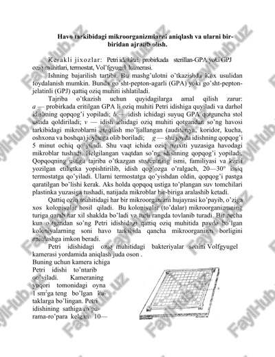 mikroorganizmlarni aniqlash va ajratish — DOCX