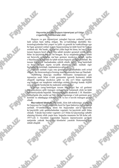 hujayra va gen injeneriyasi — DOCX