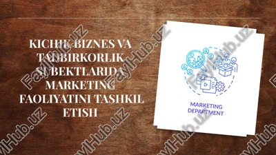 kichik biznes va tadbirkorlik subʼektlarida marketing faoliyatini tashkil etish. — PDF