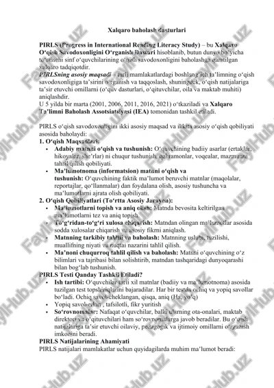 xalqaro baholash dasturlari — DOCX