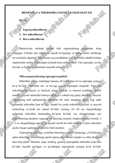 biosfera va mikroorganizmlar ekologiyasi — DOC