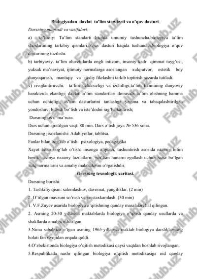 biologiyadan davlat ta’lim standarti va o’quv dasturi — DOC