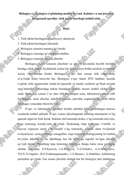 biologiya va ekologiya o’qitish — DOC