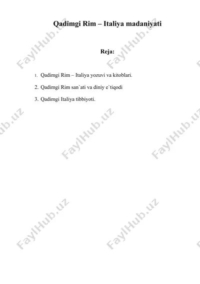 qadimgi rim – italiya madaniyati — DOC