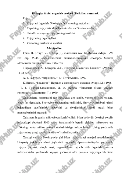 biologiya fanini urganish usullari — DOC