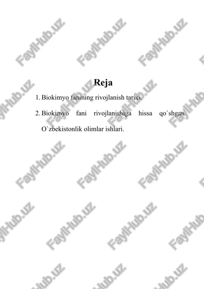 biokimyo fanining rivojlanish tarixi — DOC
