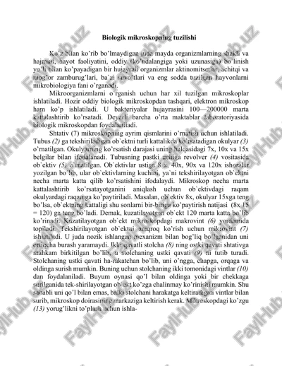 biologik mikroskopning tuzilishi — DOCX