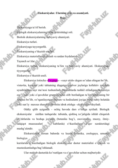 biologik ekskursiyalar — DOC