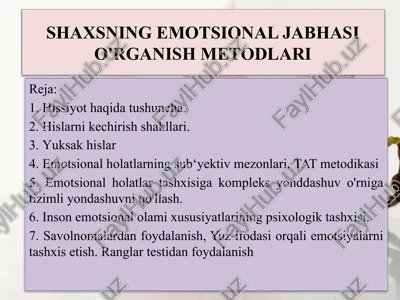 shaxsning emotsional jabhasi o'rganish metodlari — PPTX