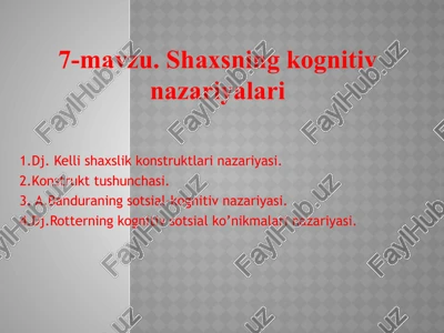 dj. kellishaxslik konstruktlari nazariyasi — PPTX