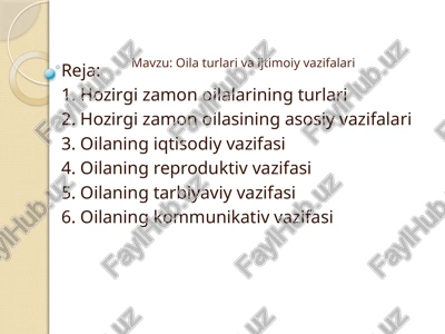 oila turli va ijtimoiy vazifalari — PPTX