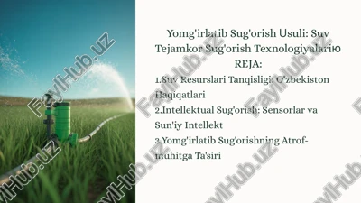suv resurslari tanqisligi: o'zbekiston haqiqatlari — PPTX