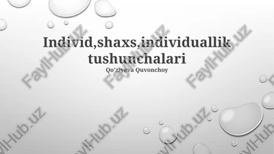 individ, shaxs, individuallik tushunchalari — PPTX
