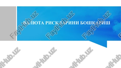valyuta risklarini boshqarish — PPTX