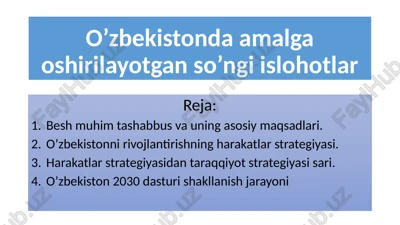 o’zbekistonda amalga oshirilayotgan so’ngi islohotlar — PPTX