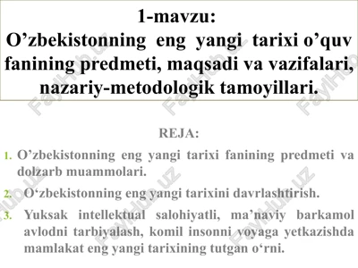 o’zbekistonning eng yangi tarixi — PPTX