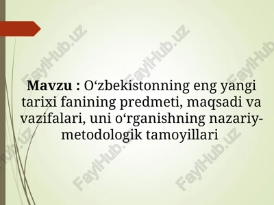 o‘zbekistonning eng yangi tarixi — PPT