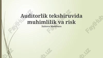 auditorlik tekshiruvida muhimlilik va risk — PPTX