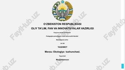 ekologiya tushunchasi — PPTX