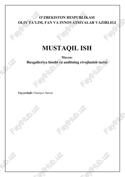 buxgalteriya hisobi va auditning rivojlanish tarixi — DOCX