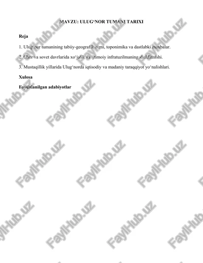 ulug‘nor tumani tarixi — DOCX