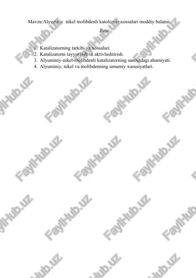 alyuminiy-nikel-molibdenli katalizatorlar — DOCX