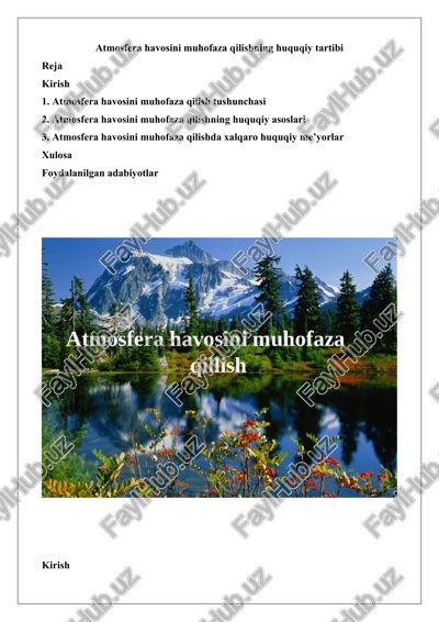 atmosfera havosini muhofaza qilishning huquqiy tartibi — DOCX