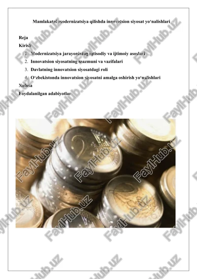 innovatsion siyosat va mamlakatni modernizatsiya qilish — DOCX