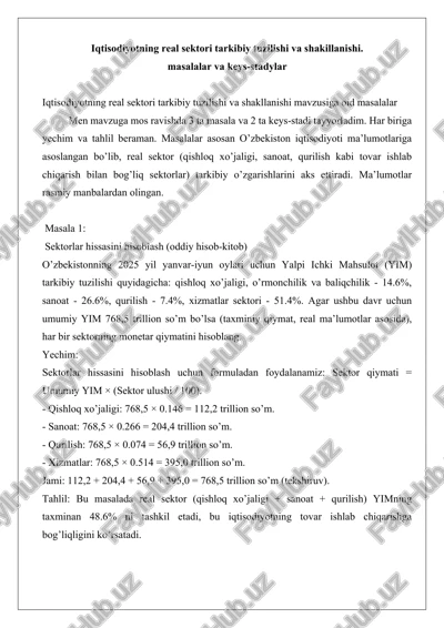 iqtisodiyotning real sektori tarkibiy tuzilishi va shakillanishi — DOCX